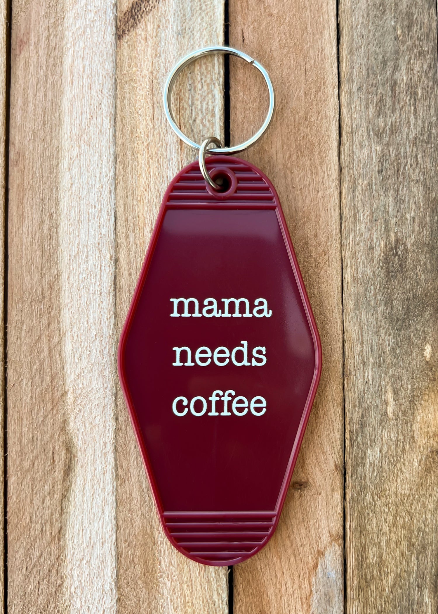 MAMA NEEDS COFFEE KEY - Brown Vintage Motel Keychains