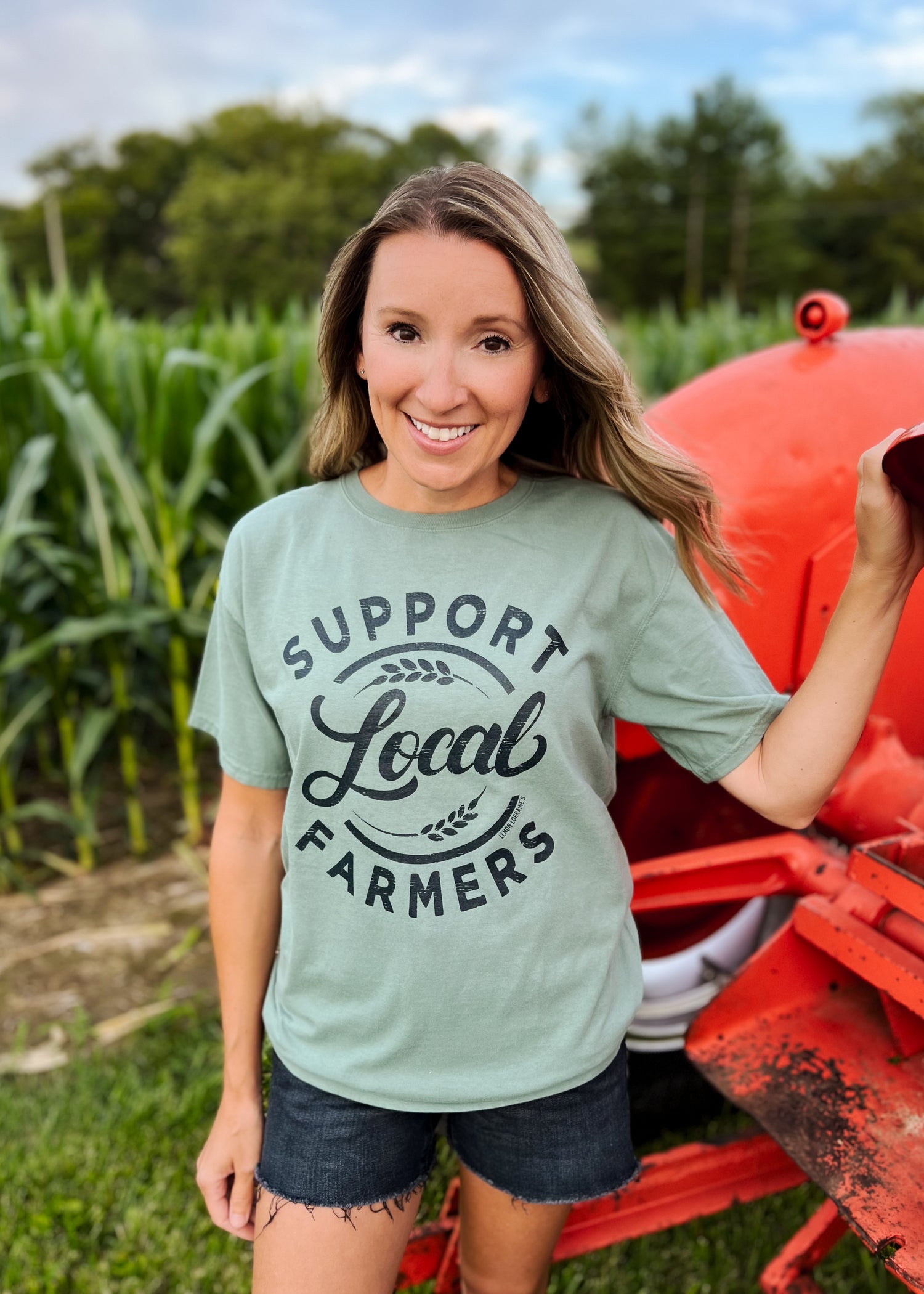 SUPPORT LOCAL FARMERS Cypress Green Graphic Tees