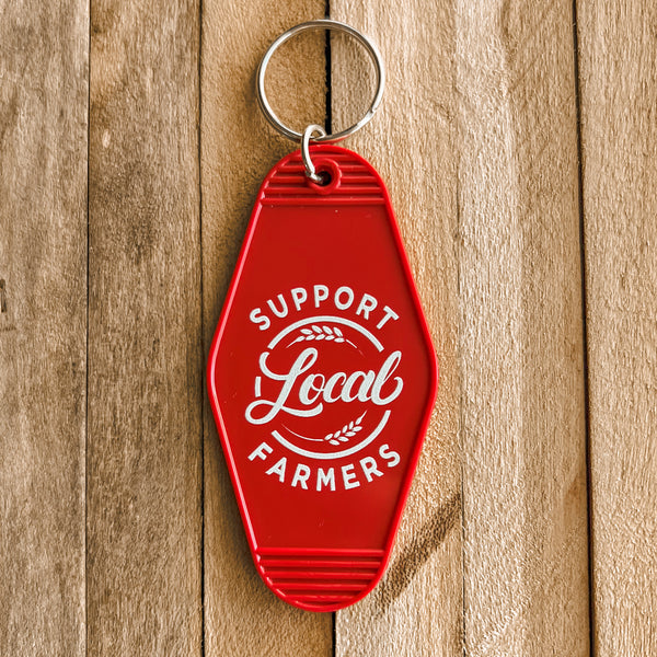 SUPPORT LOCAL FARMERS - Red Vintage Motel Keychains