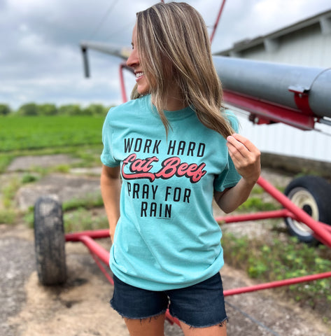 WORK HARD EAT BEEF Comfort Color Graphic Tee