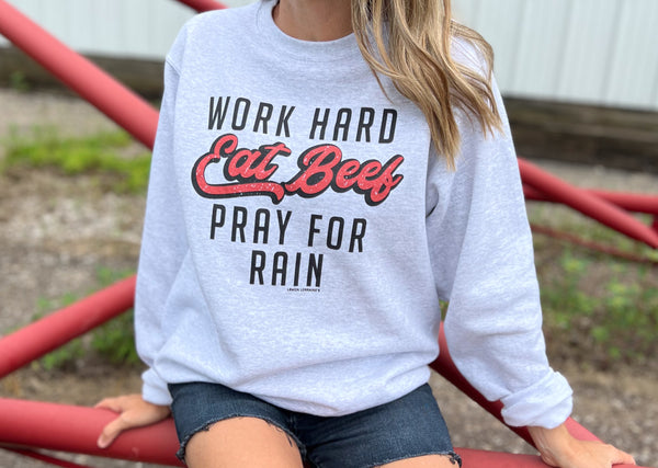 WORK HARD EAT BEEF Crew Sweatshirt