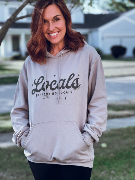 LOCALS SUPPORTING LOCALS - Grey Hooded Sweatshirt